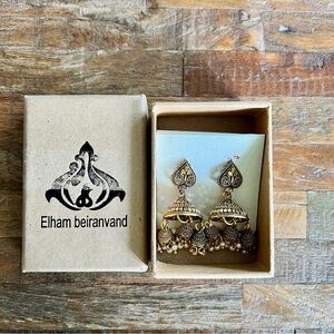 Vintage Style Ethnic Jhumka Brass Earrings Long Tassel Bell Drop